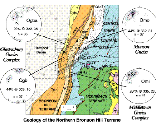 Detailed map of minerals in the North Bronson Hill Terrane